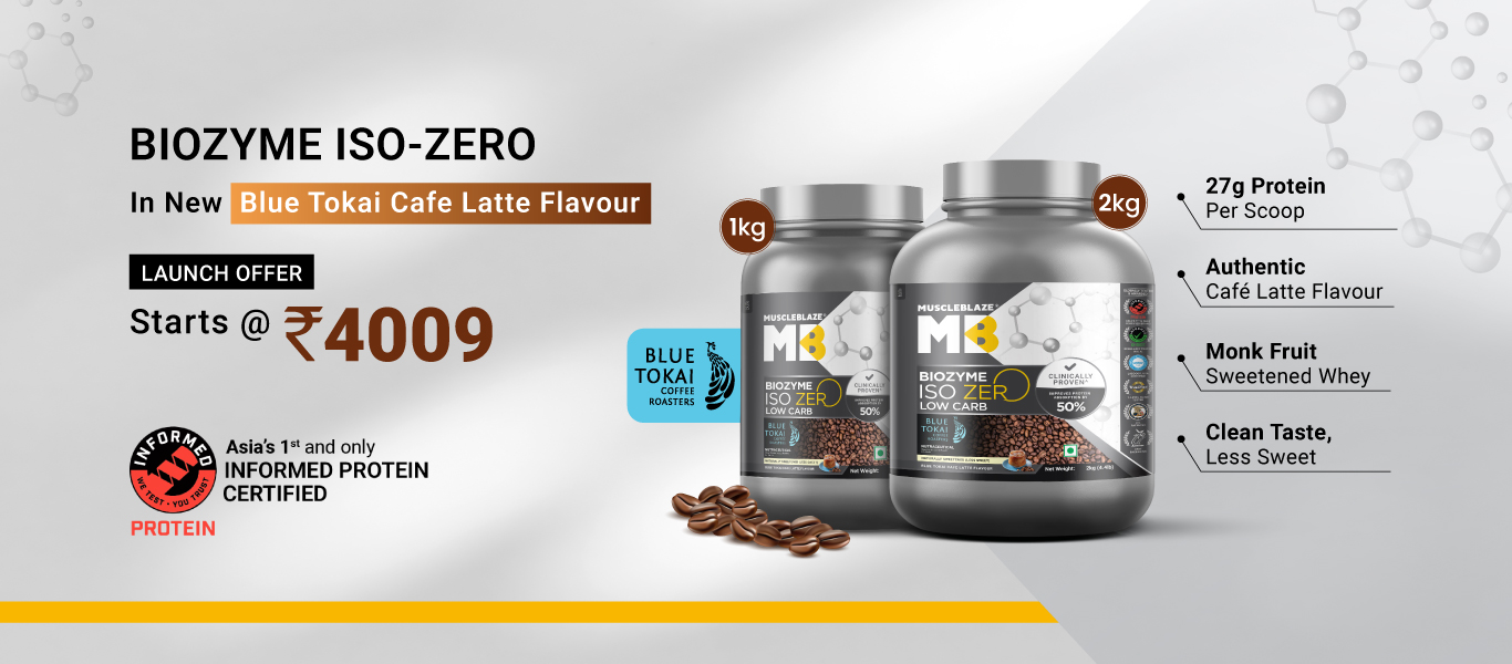 Launch: Biozyme Iso Zero Blue Tokai Cafe Latte 1 kg & 2 kg Starts @ 4009