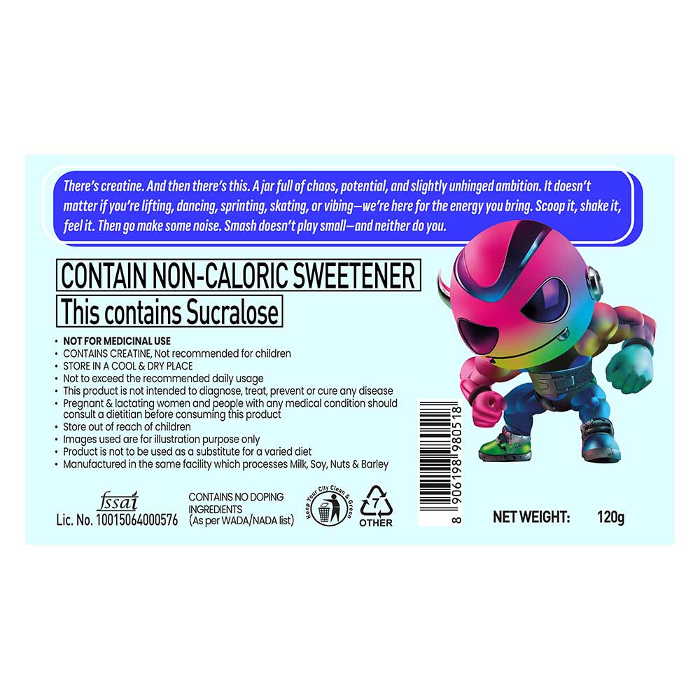 6 - Smash Micronised Creatine Monohydrate,  Bite me Berries  0.26 lb 