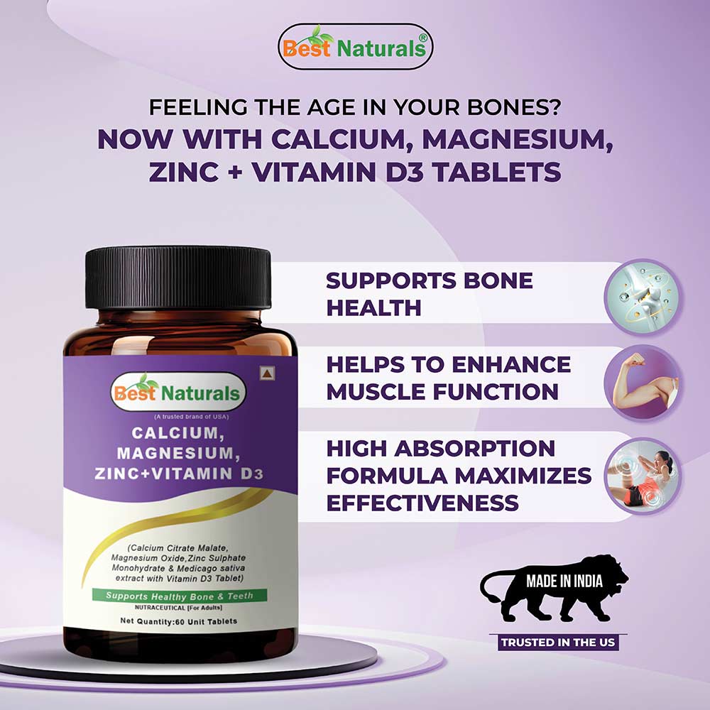 1 - Best Naturals Calcium, Magnesium, Zinc + Vitamin D3,  60 tablet(s)  Unflavoured 