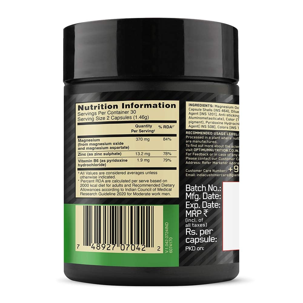 10 - ON (Optimum Nutrition) Zinc Magnesium Aspartate (ZMA),  60 capsules 