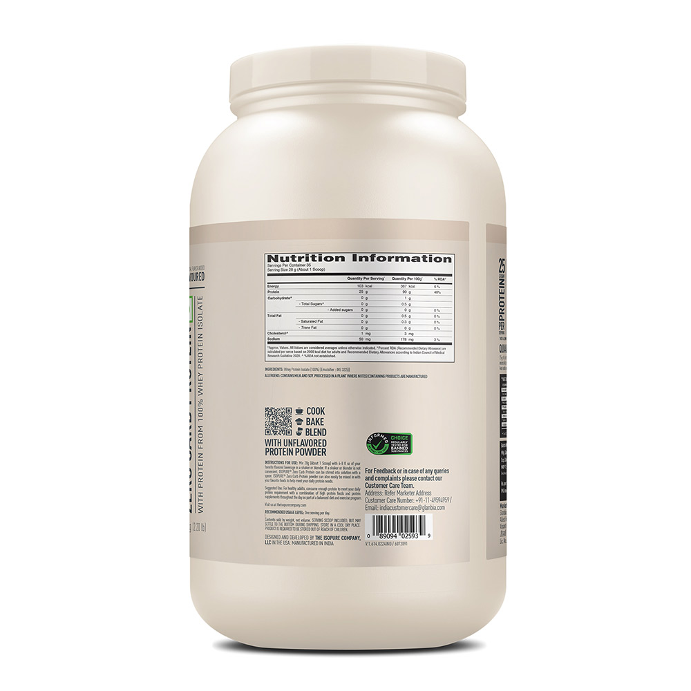 12 - Isopure 100% Whey Protein Isolate,  2.2 lb  Zero Carb - Unflavoured 