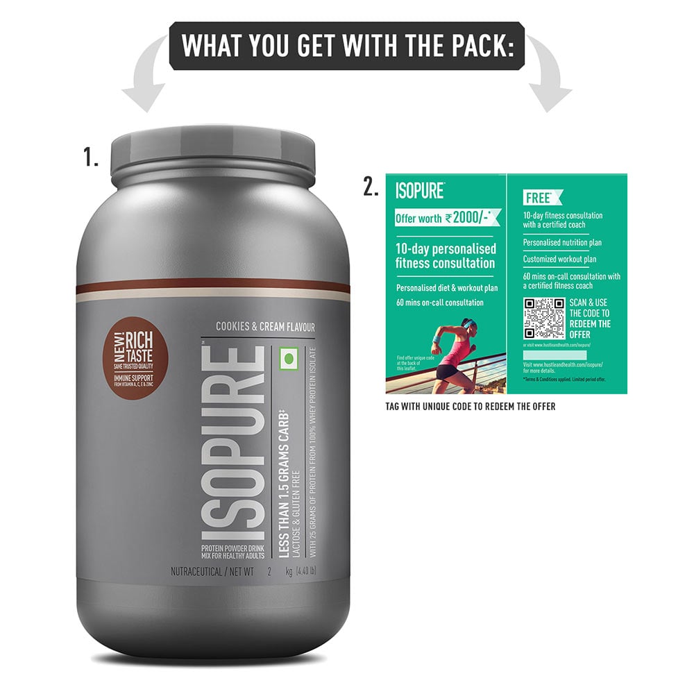 10 - Isopure 100% Whey Protein Isolate,  4.4 lb  Low Carb - Cookies & Cream 