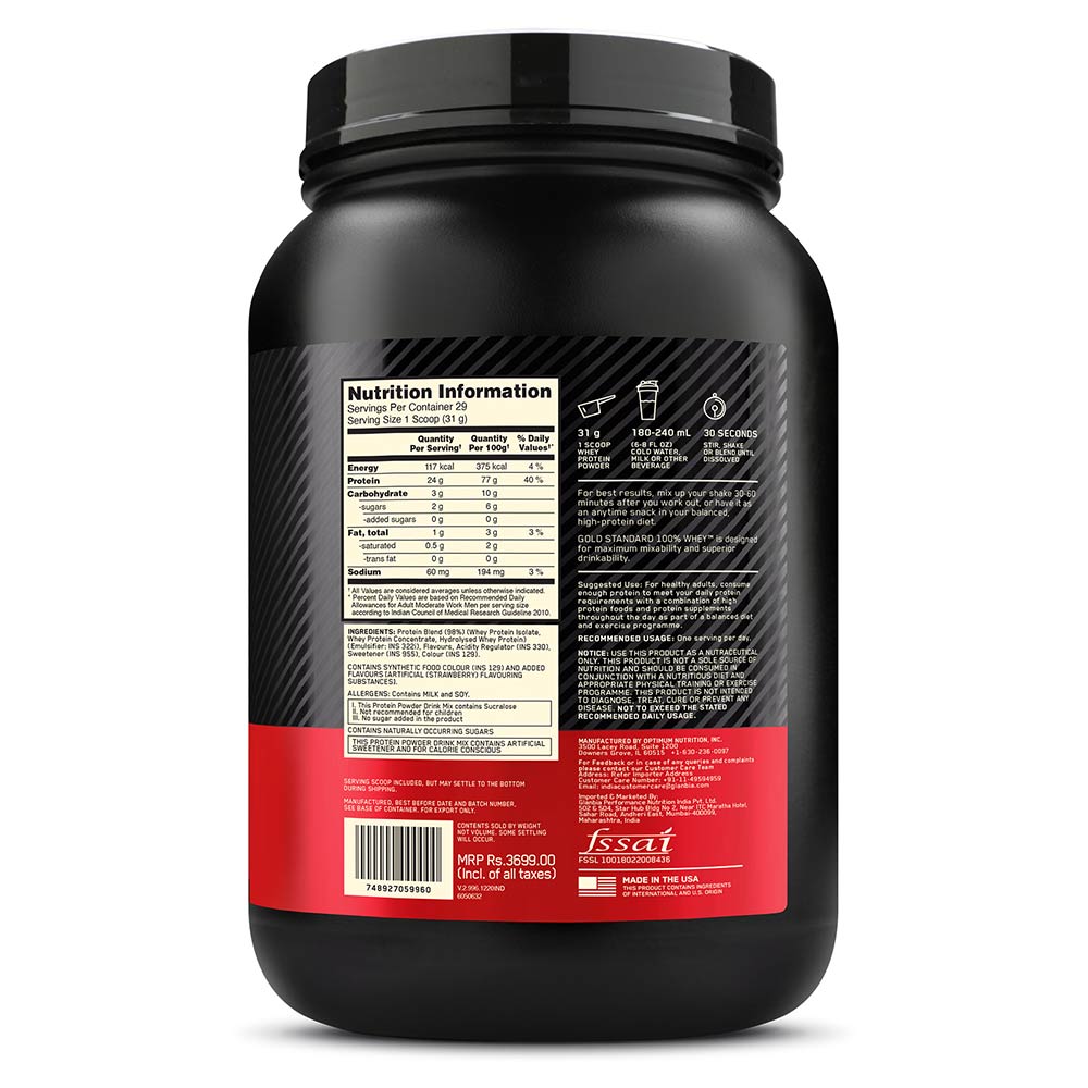 11 - ON (Optimum Nutrition) Gold Standard 100% Whey Protein,  2 lb  Delicious Strawberry 