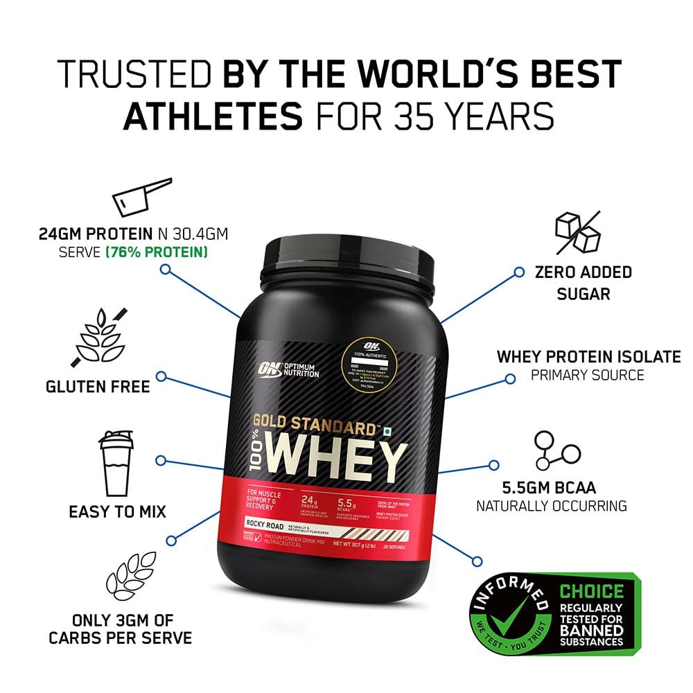 2 - ON (Optimum Nutrition) Gold Standard 100% Whey Protein,  2 lb  Rocky Road