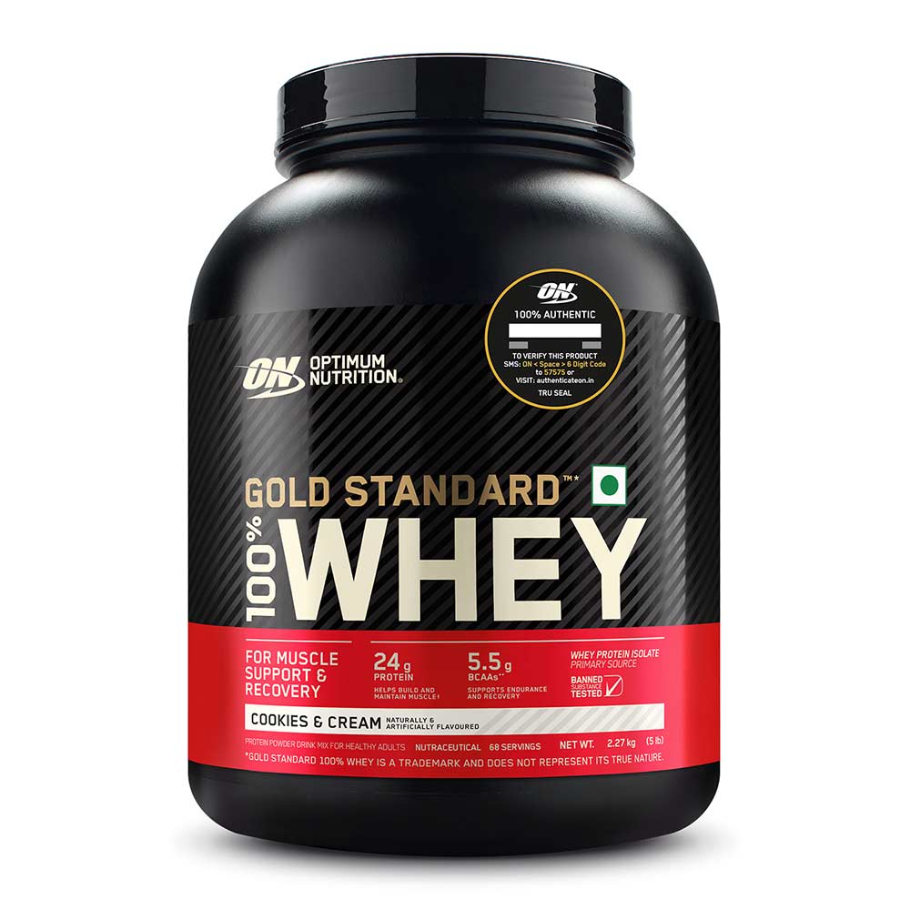 1 - ON (Optimum Nutrition) Gold Standard 100% Whey Protein,  5 lb  Cookies & Cream 