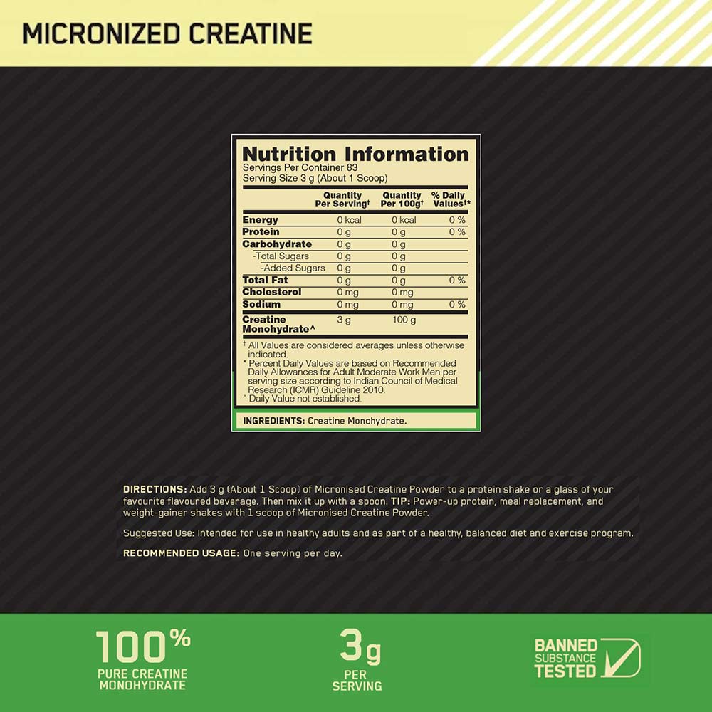 6 - ON (Optimum Nutrition) Micronized Creatine Powder,  Unflavoured  0.55 lb 