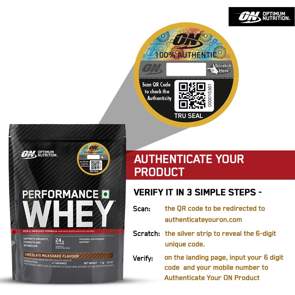 5 - ON (Optimum Nutrition) Performance Whey,  2.2 lb  Chocolate Milkshake (Pouch) 