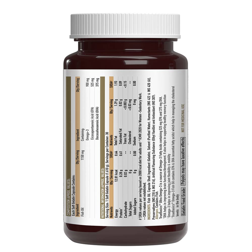 4 - TrueBasics Ultra Omega-3 (EPA 525mg & DHA 400mg),  30 capsules 