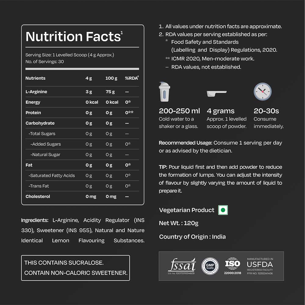 6 - Nutrabay Gold L-Arginine Lemon,  0.26 lb 