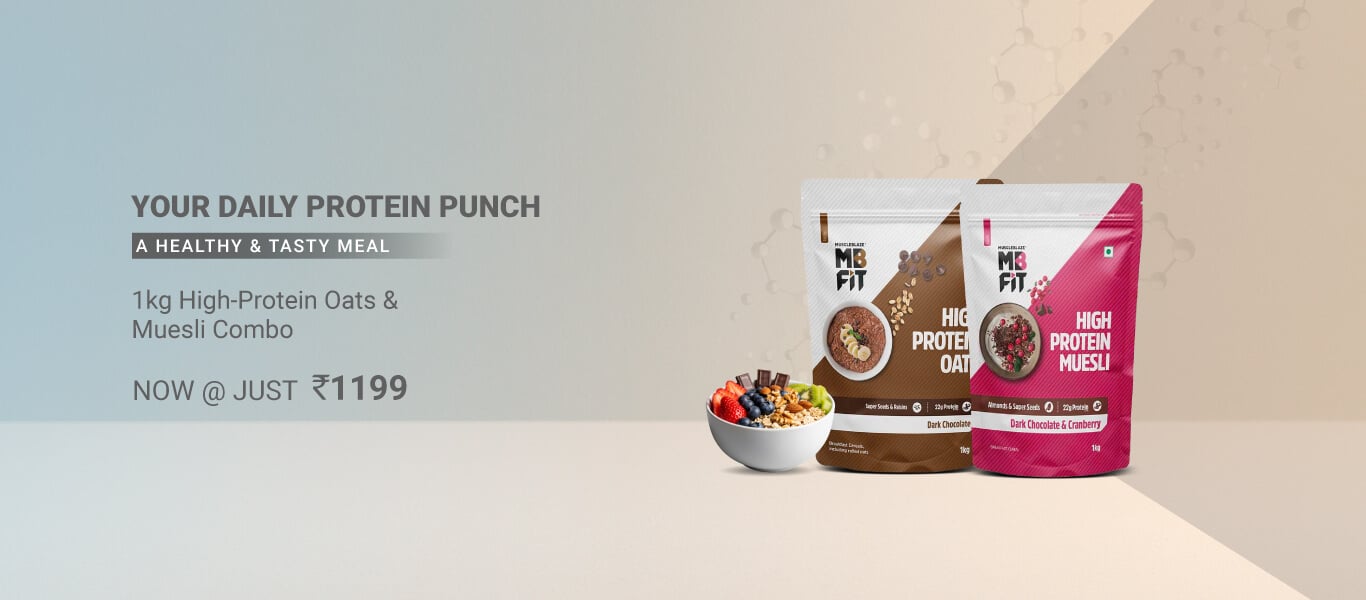 High Protein Oats Dark Chocolate & High Protein Muesli Dark Chocolate & Cranberry 1 kg Combo Now @ Just Rs. 1199
