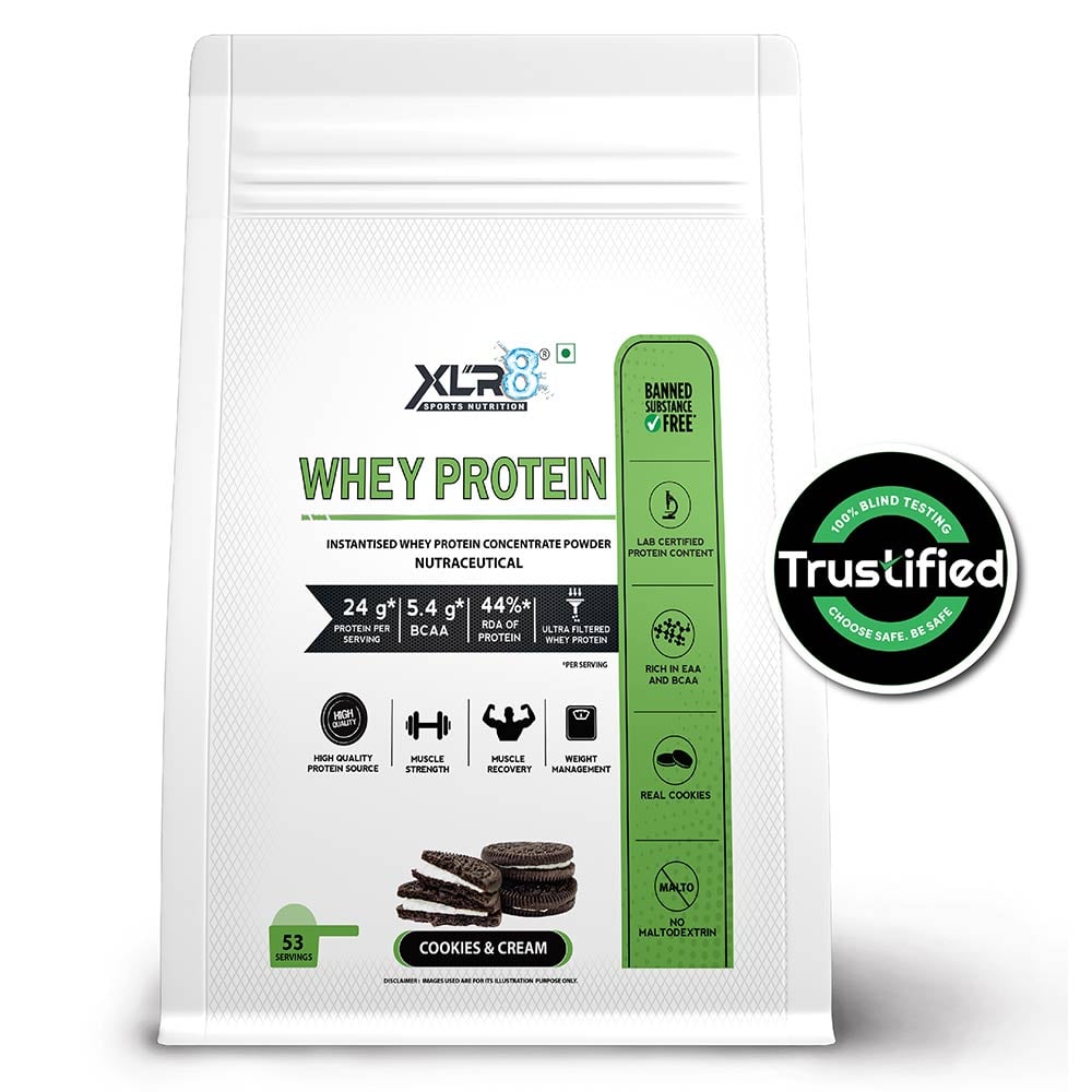 1 - XLR8 Flavoured Whey Protein 24 g Protein,  4 lb  Cookies & Cream with Shaker 
