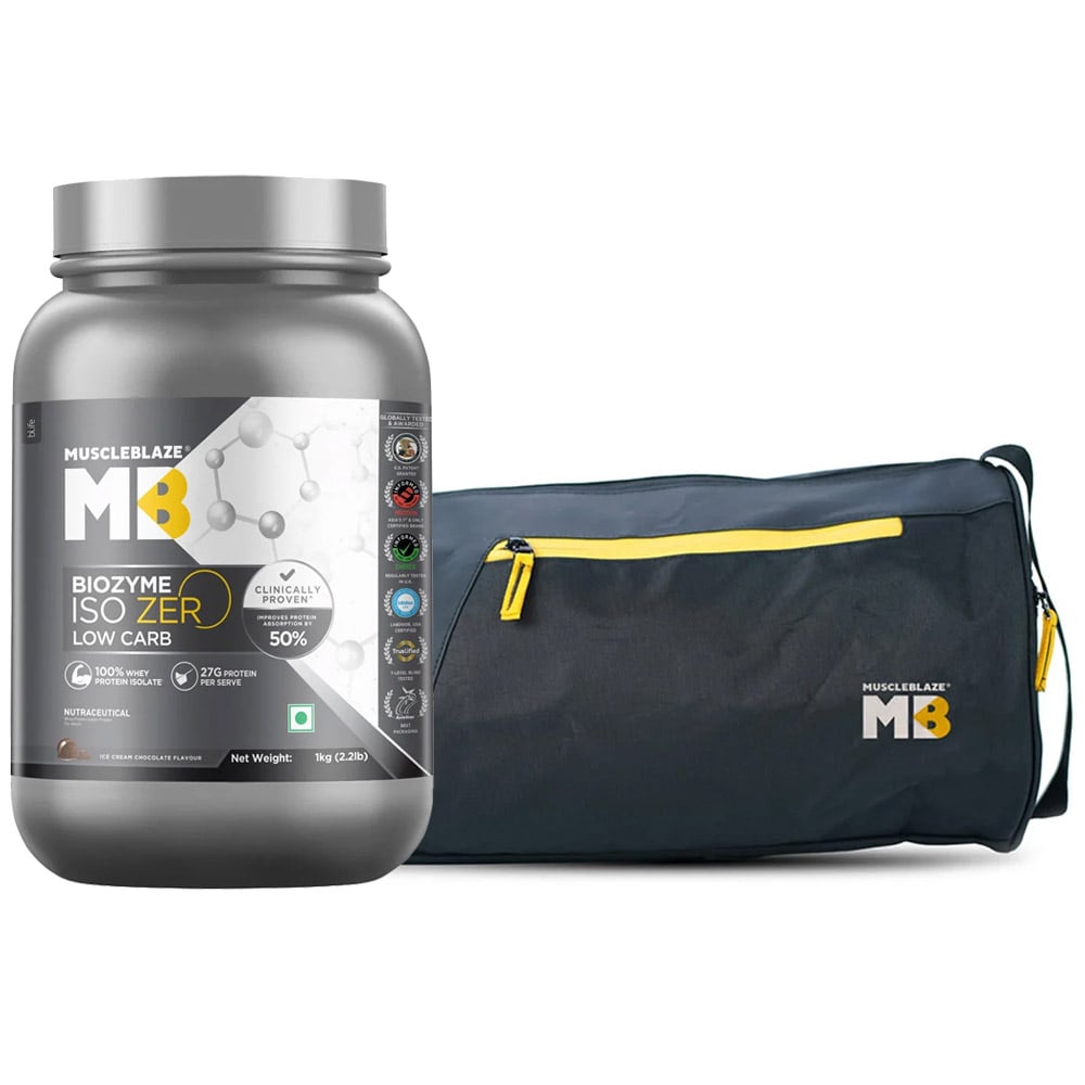 muscleblaze Biozyme Iso-Zero 1 kg & Gym Bag Combo-picture-23