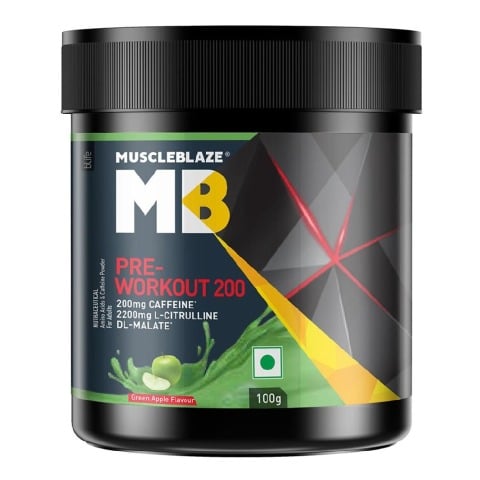 1 - MuscleBlaze PRE Workout 200, 0.22 lb Green Apple
