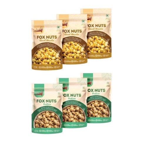 1 - TOKU MOKU Roasted Makhana Combo Pack,  Pudina & Chaat Masala  6 Piece(s)/Pack 