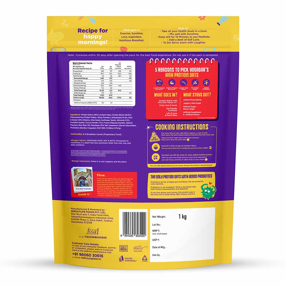 7 - Yogabar 26g High Protein Oats,  1 kg  Dark Chocolate 