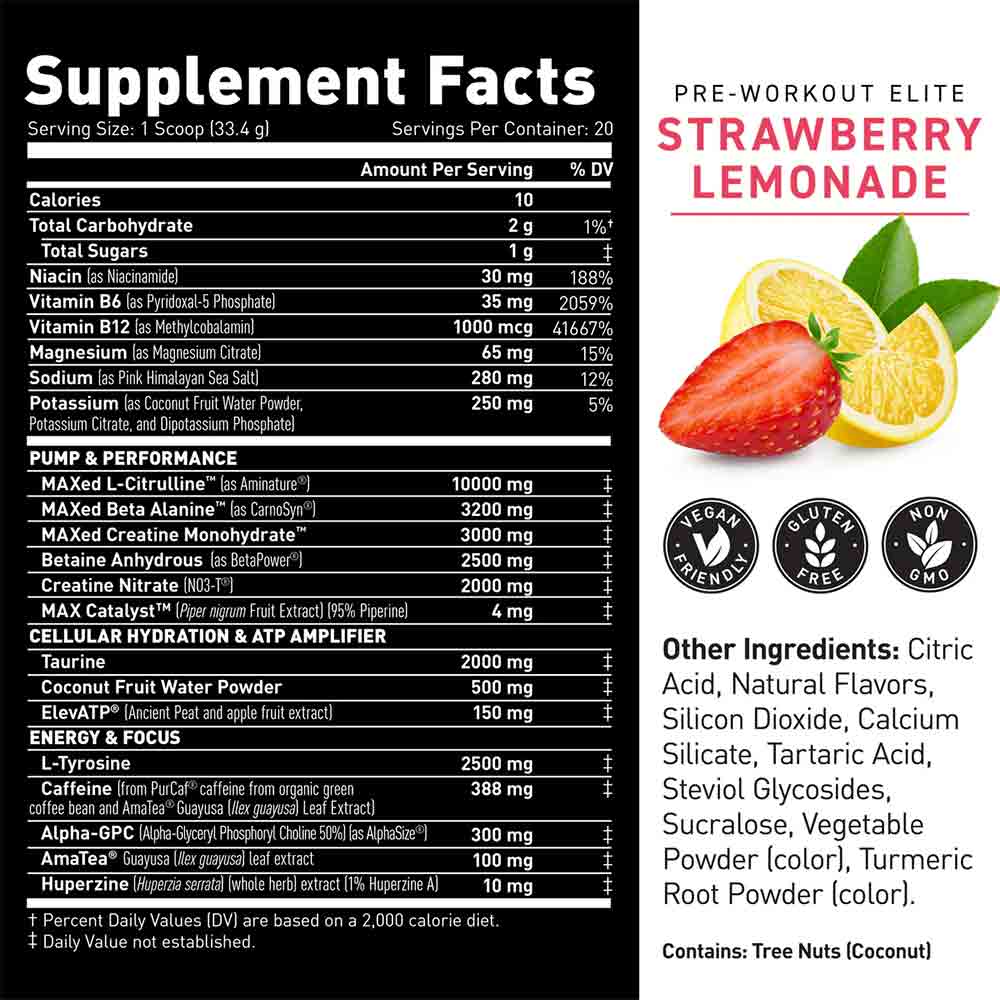 3 - Kaged Muscle Elite Series Pre-Workout,  1.47 lb  Strawberry Lemonade 