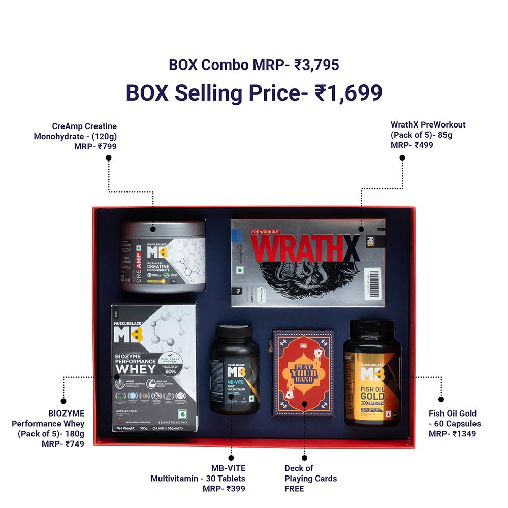 MuscleBlaze Diwali Gift Hamper, Gym Bro Kit (Pack of 5 Items)