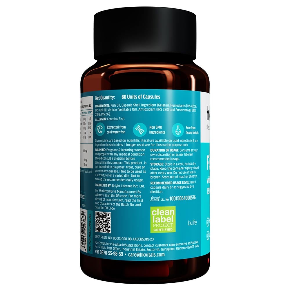 3 - HealthKart HK Vitals Fish Oil 1000mg with 180mg EPA and 120mg DHA,  60 capsules 
