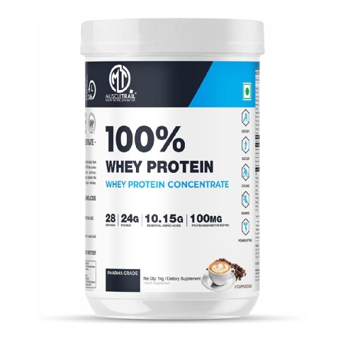 1 - Muscle Trail 100% Whey Protein Concentrate, 2.2 lb Cappuccino