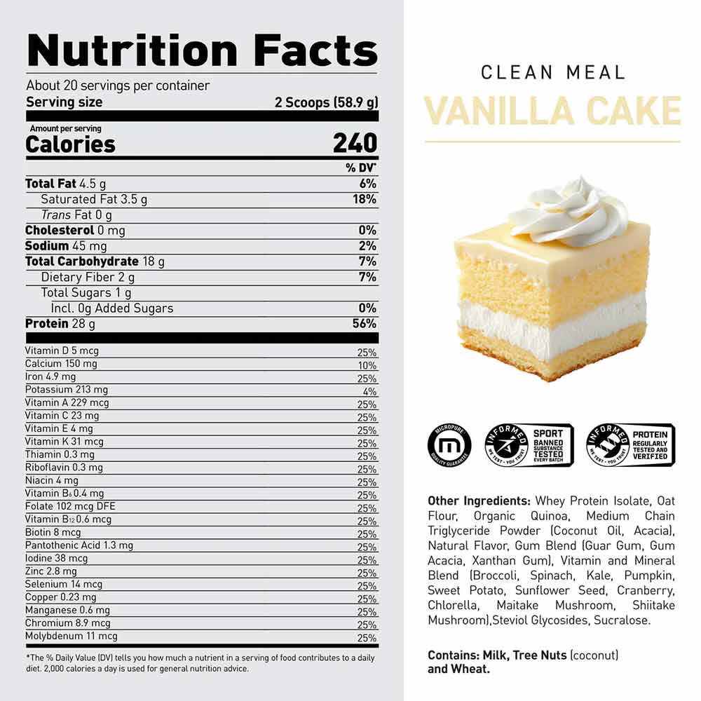 2 - Kaged Muscle Clean Meal,  2.59 lb  Vanilla Cake 
