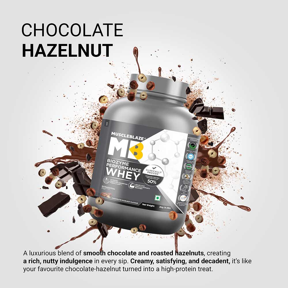 1 - MuscleBlaze Biozyme Performance Whey,  4.4 lb  Chocolate Hazelnut