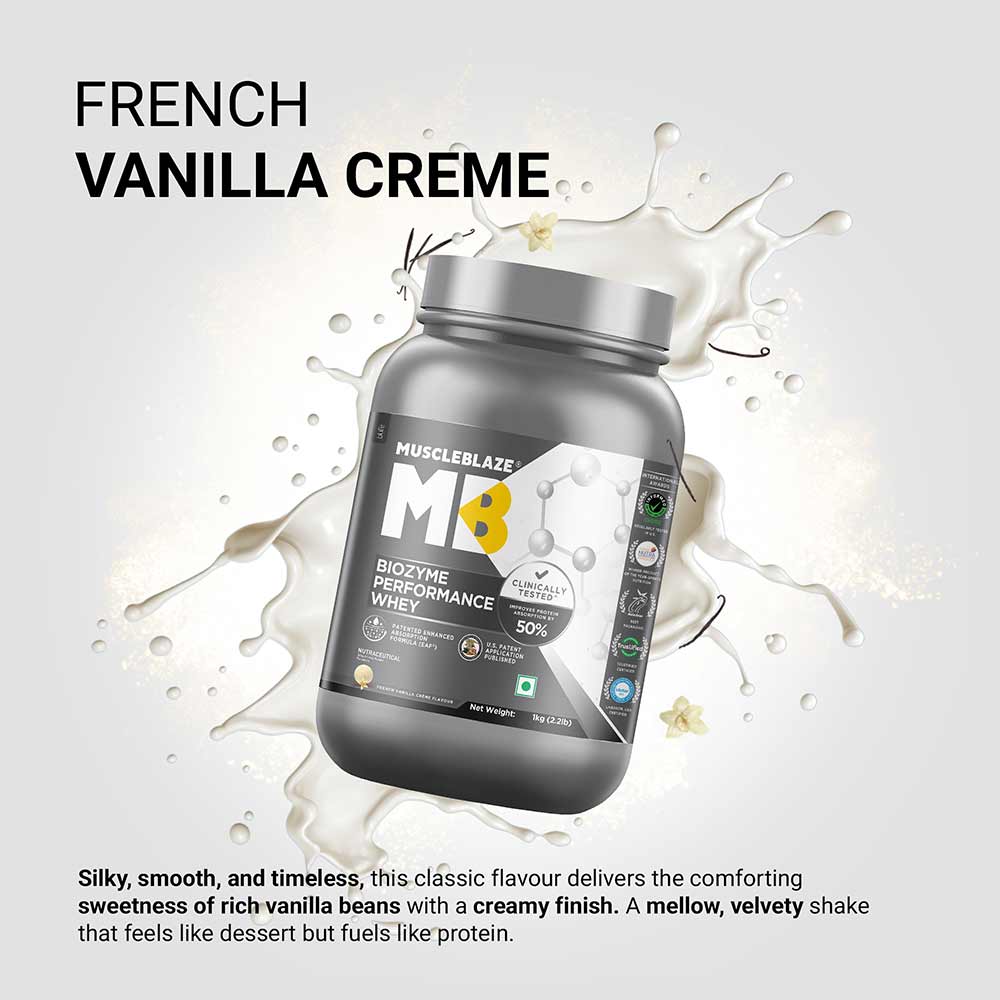 1 - MuscleBlaze Biozyme Performance Whey,  2.2 lb  French Vanilla Creme