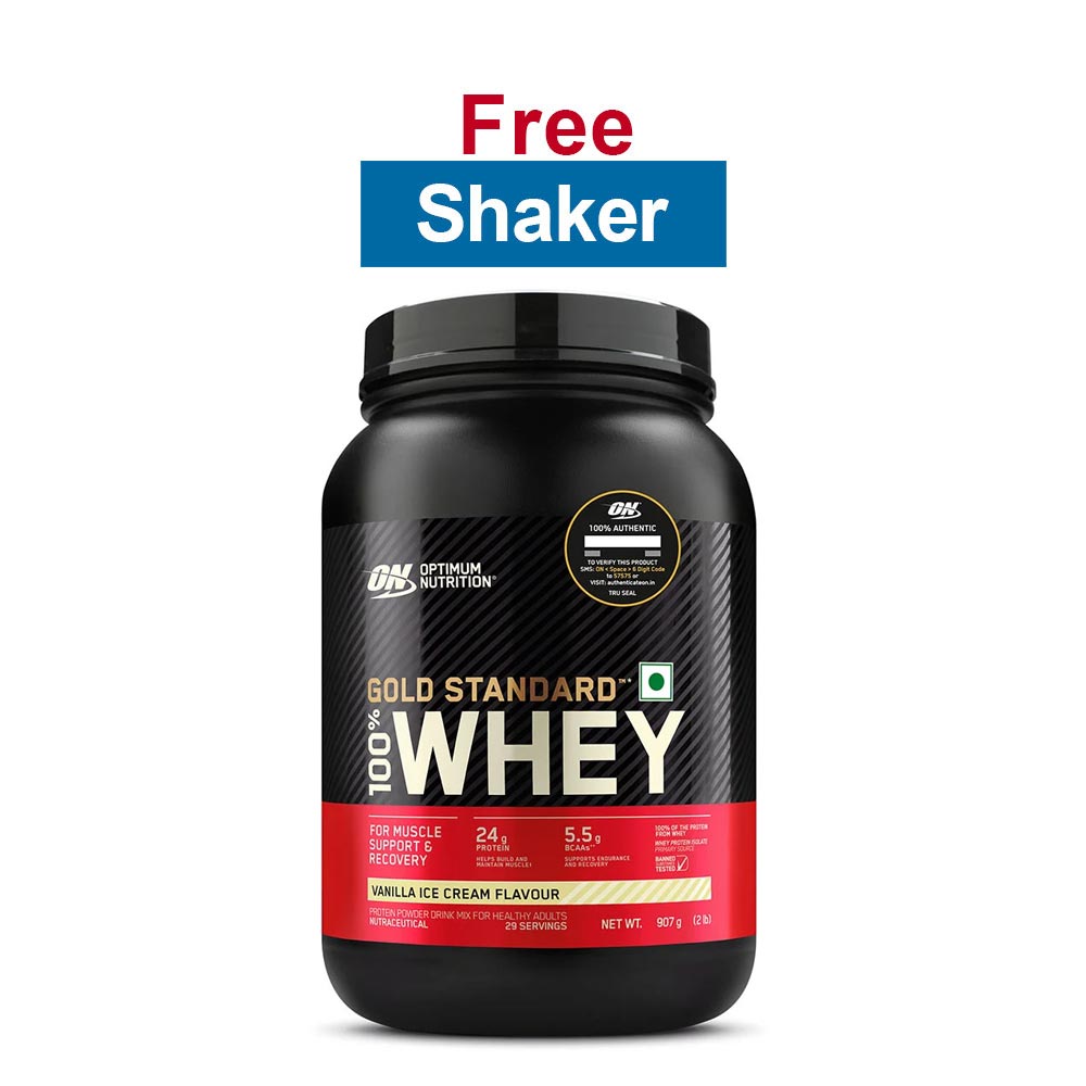 ON (Optimum Nutrition) Gold Standard 100% Whey Protein,  2 lb  Vanilla Ice Cream 