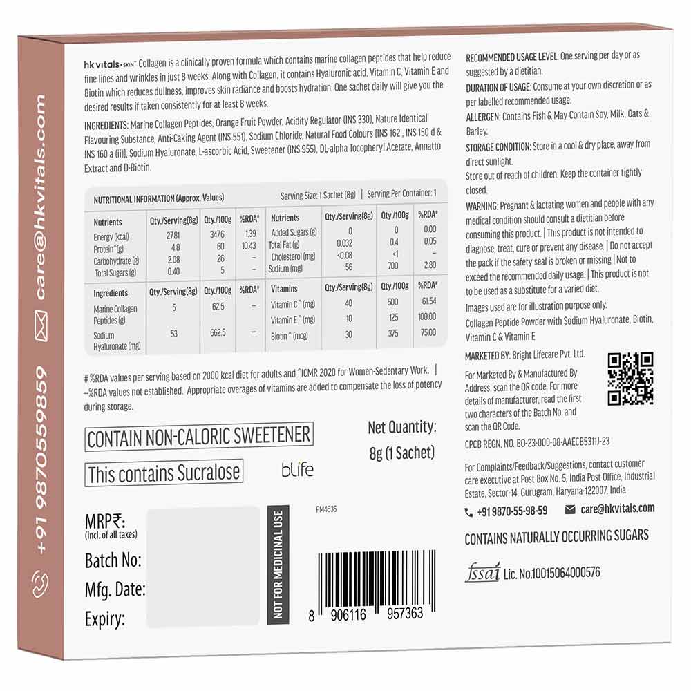 2 - HK Vitals Skin Radiance Collagen, Marine Collagen 8 g Orange