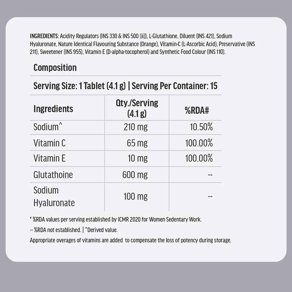 Glutathione Effervescent Orange 30 Tabs & Biotin 60 Tabs - Skin & Hair Revive Combo