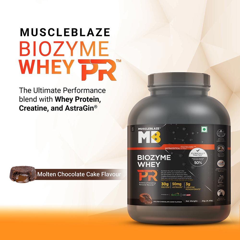 1 - MuscleBlaze Biozyme Whey PR,  4.4 lb  Molten Chocolate Cake