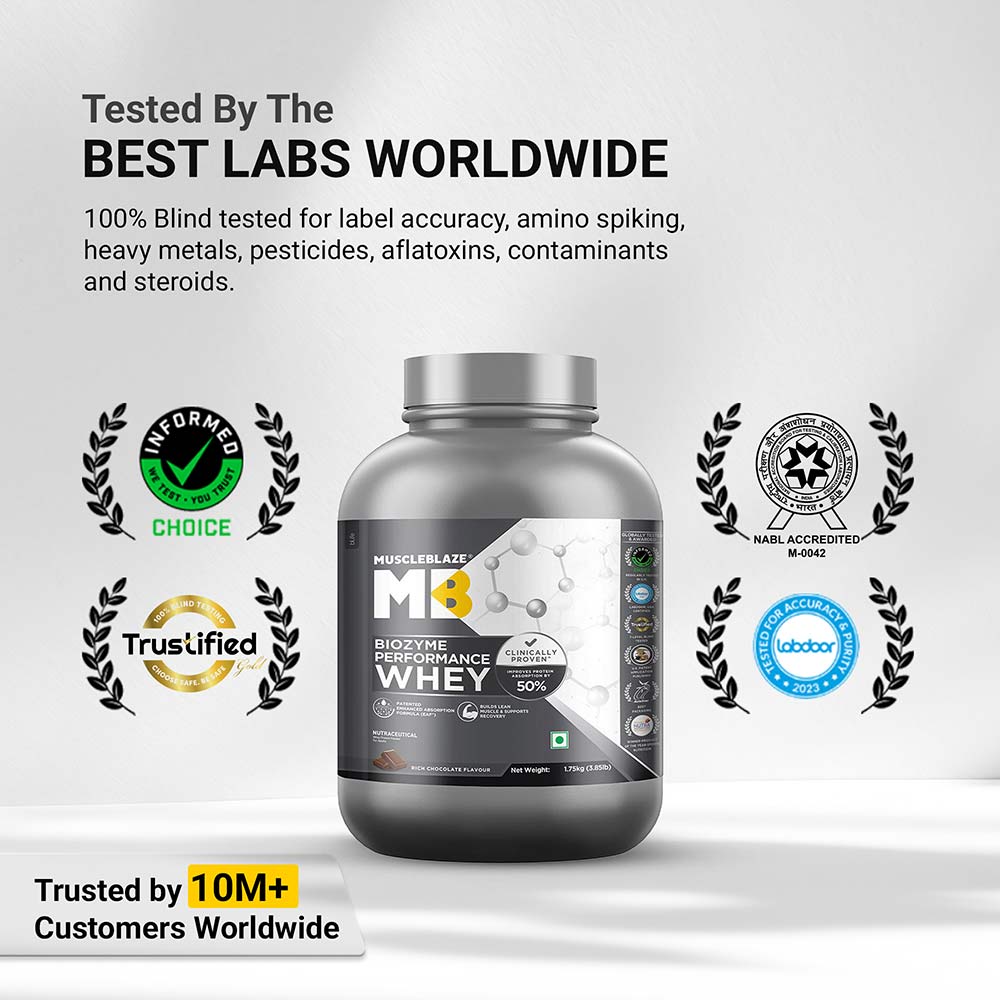 4 - MuscleBlaze Biozyme Performance Whey, 3.85 lb Rich Chocolate