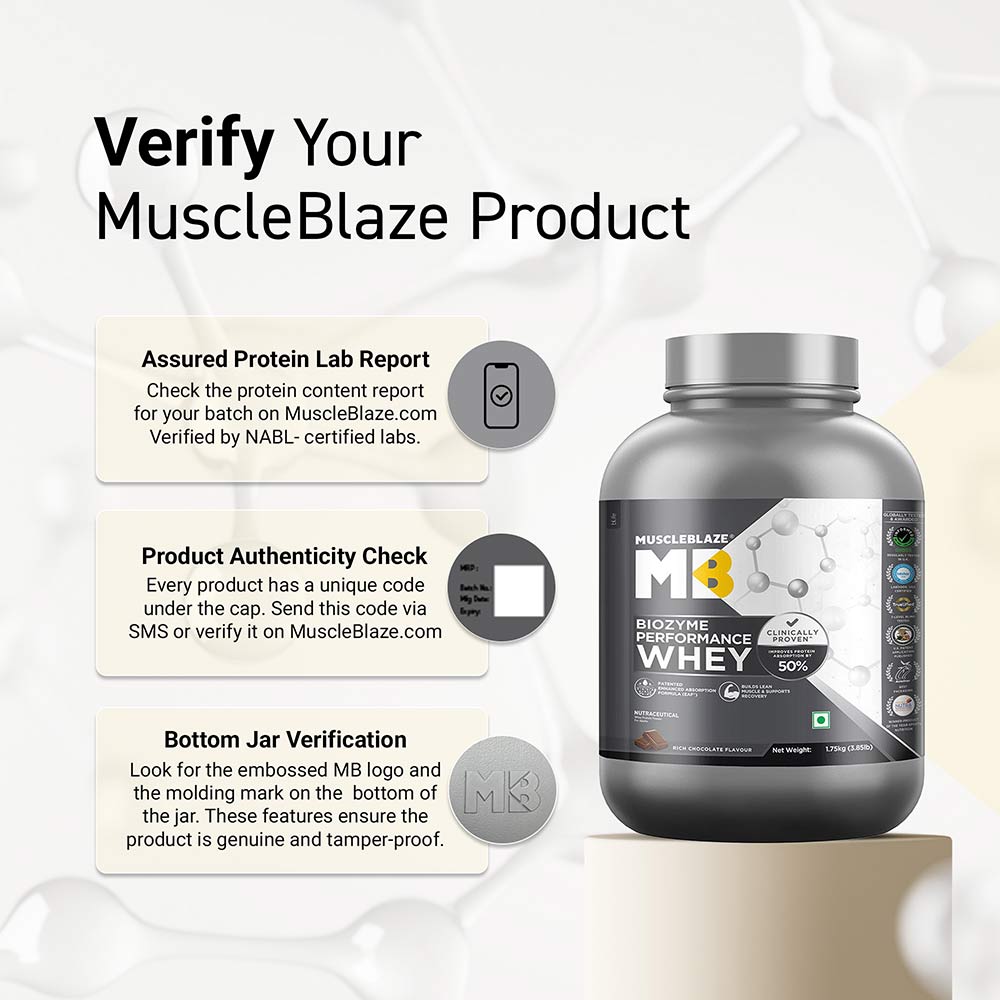 9 - MuscleBlaze Biozyme Performance Whey, 3.85 lb Rich Chocolate
