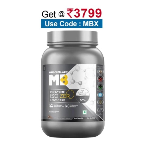 MuscleBlaze Biozyme Iso-Zero, 2.2 lb Low Carb Ice Cream Chocolate