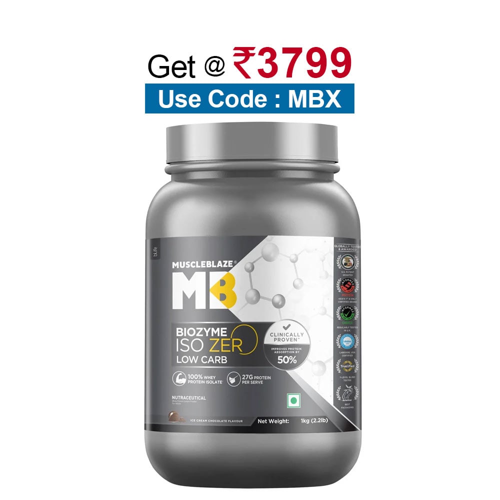 MuscleBlaze Biozyme Iso-Zero, 2.2 lb Low Carb Ice Cream Chocolate