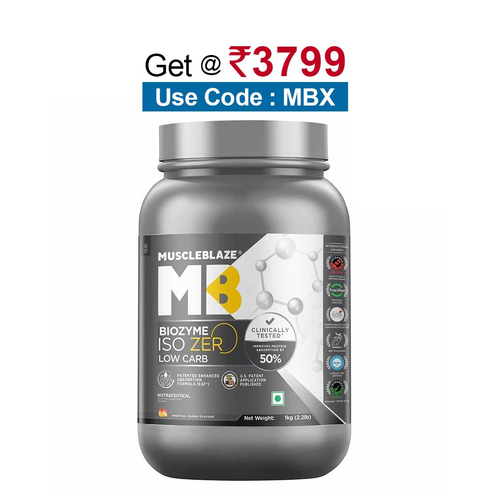 MuscleBlaze Biozyme Iso-Zero,  2.2 lb  Low Carb Tropical Mango