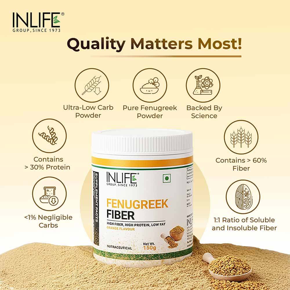 8 - INLIFE Fenugreek Fiber Powder with Orange Flavour,  150 g 