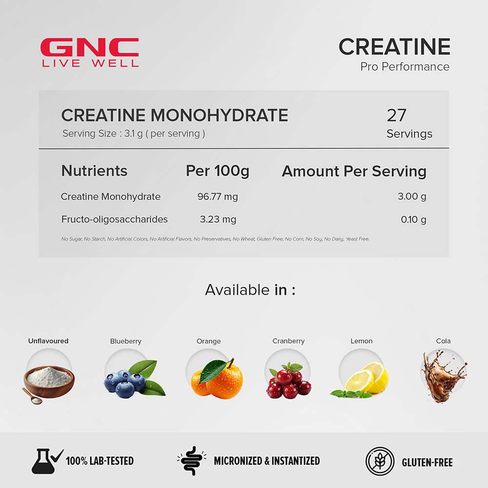 9 - GNC Pro Performance Pure Micronized Creatine Monohydrate,  Lemon  0.22 lb 