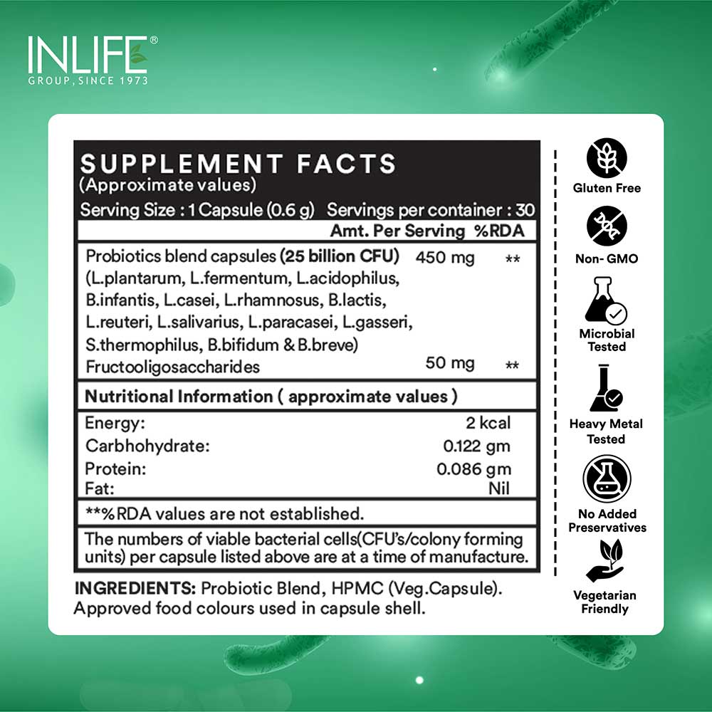 3 - INLIFE Pre & Probiotic Forte with 14 Probiotic Strains & 25 Billion CFU,  30 veggie capsule(s)  Unflavoured 