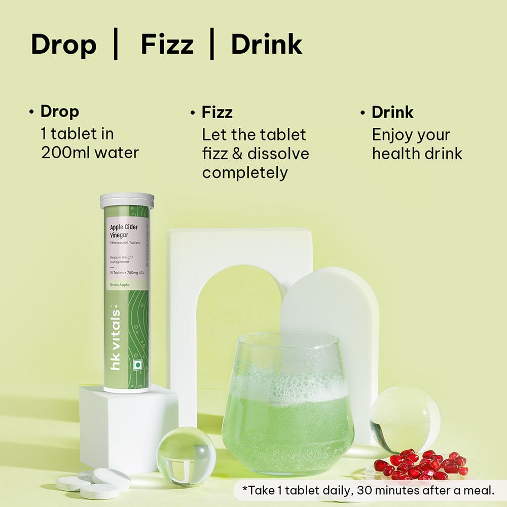 6 - HK Vitals ACV Effervescent 750 mg,  15 tablet(s)  Green Apple