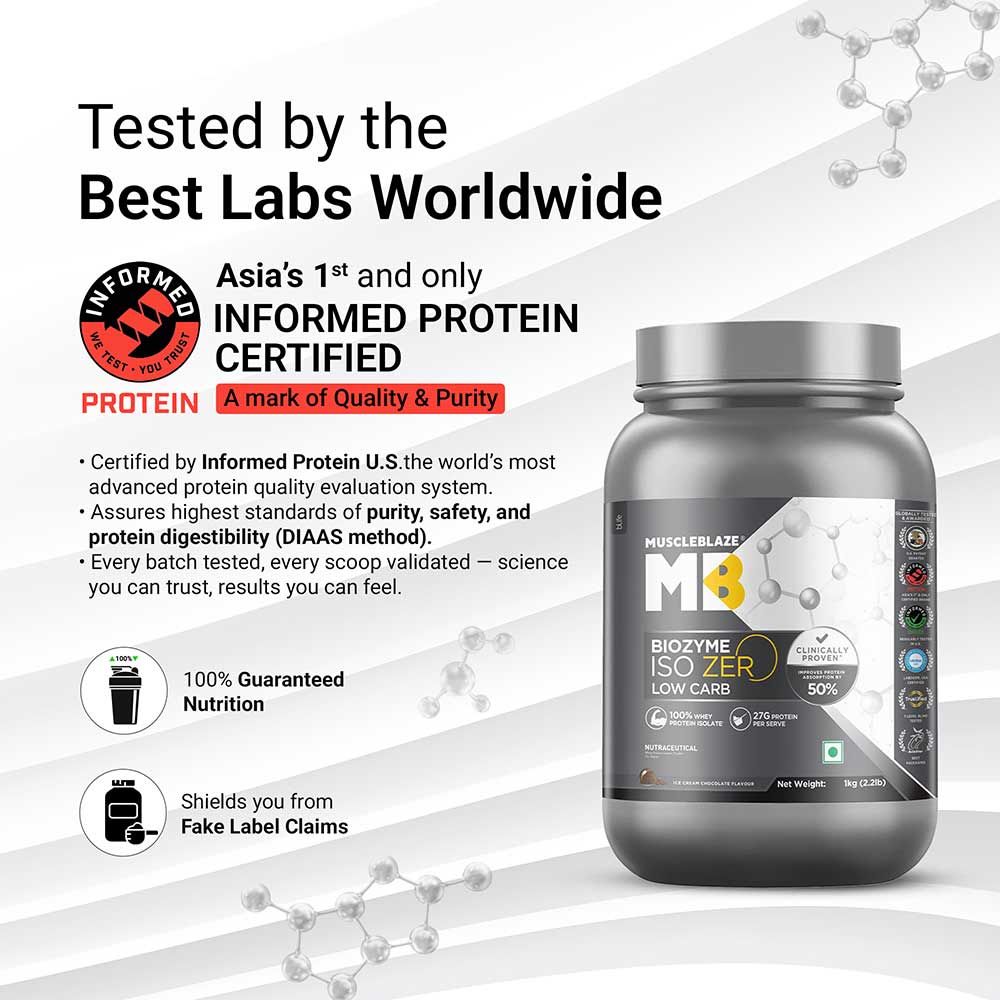 4 - MuscleBlaze Biozyme Iso-Zero, 2.2 lb Low Carb Ice Cream Chocolate