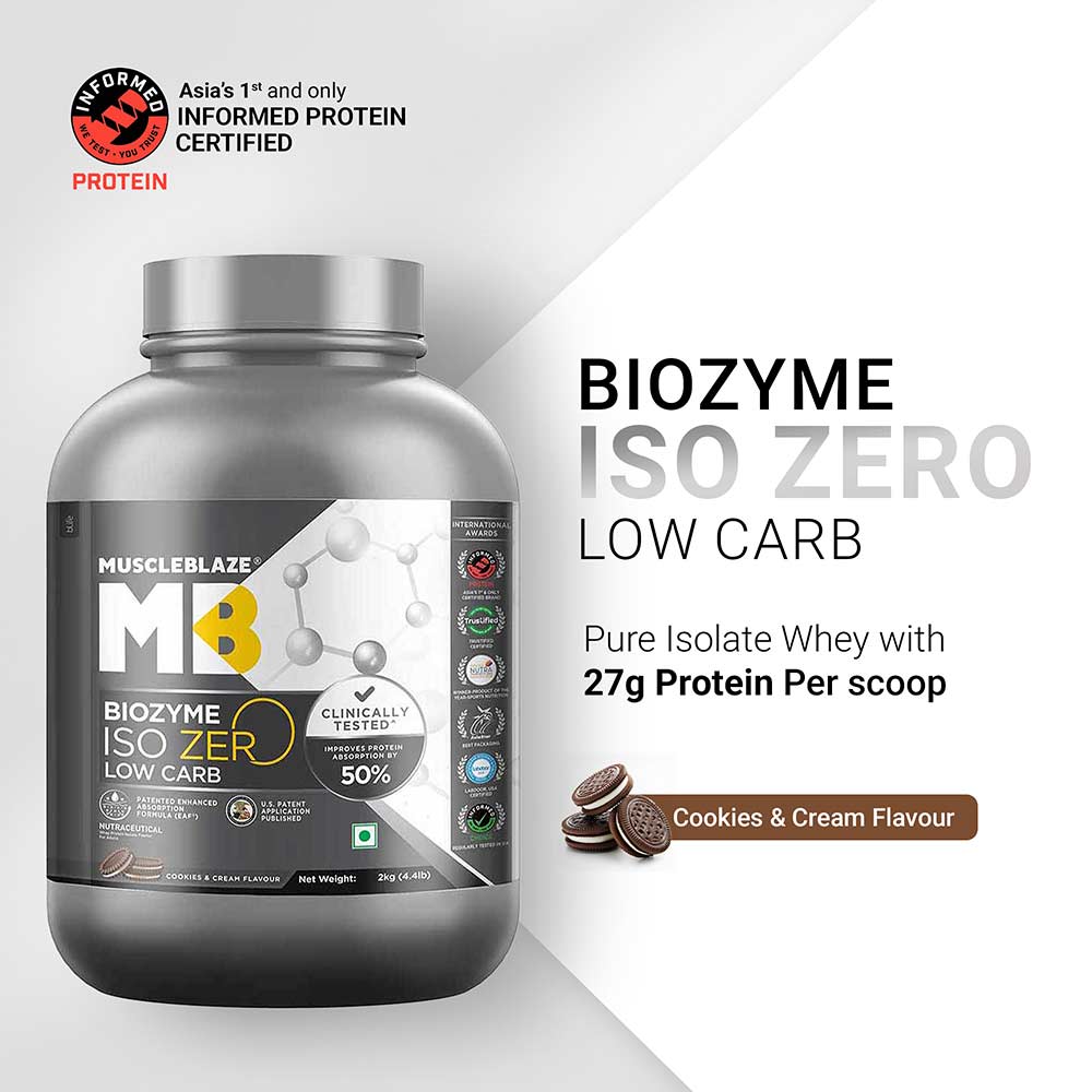 2 - MuscleBlaze Biozyme Iso-Zero,  4.4 lb  Low Carb Cookies & Cream
