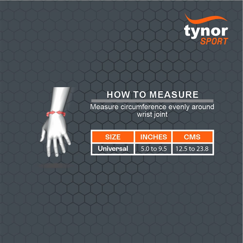 4 - Tynor Wrist Support with Thump Loop (Neo),  Black with Orange  Universal 