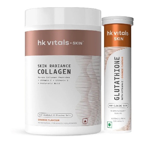 Skin Radiance Collagen 400 g and Glutathione Effervescent 15 Tabs Orange Combo