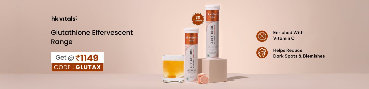 HealthKart HK Vitals Glutathione Effervescent, 30 tabs Range | Get @ Rs. 1149 | Code: GLUTAX