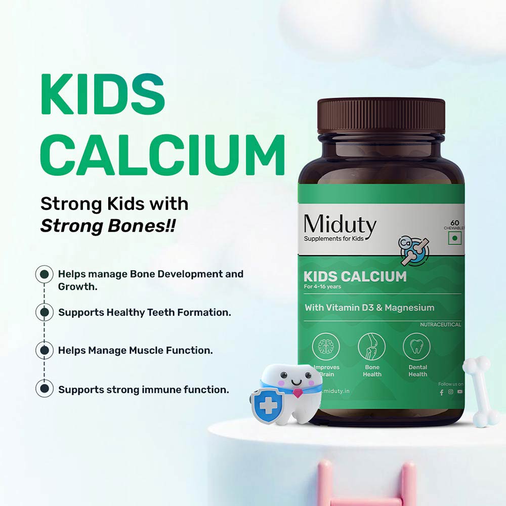2 - Miduty Kids Calcium with Vitamin D3 & Magnesium,  60 chewable tablet(s)  Unflavoured 