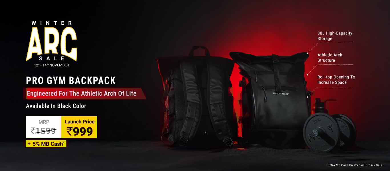 Launch: MuscleBlaze Pro Gym Backpack, Black 30 L @ 999 + 5% MB Cash