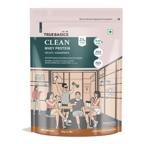 7 - TrueBasics Clean Whey Protein (Isolate + Concentrate),  2.2 lb  Chocolate (Refill Pack) 