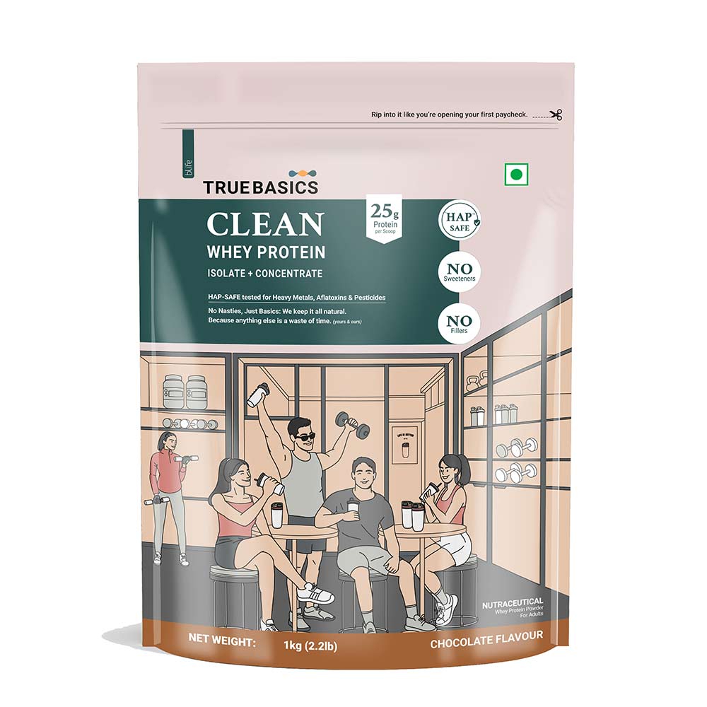 7 - TrueBasics Clean Whey Protein (Isolate + Concentrate),  2.2 lb  Chocolate (Refill Pack) 