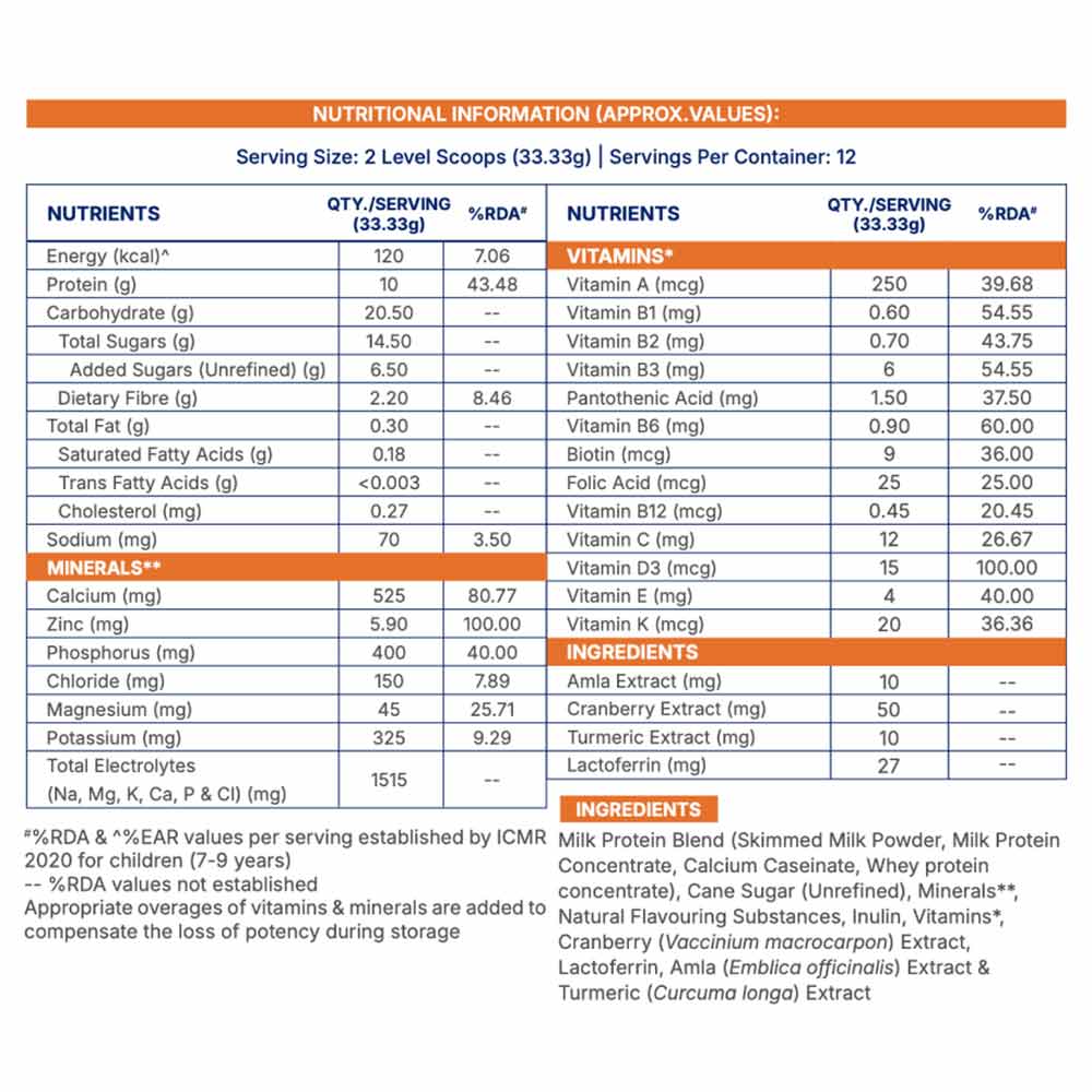 10 - Supermilk Gritzo Height+ for 7-12 Yrs Girls Personalized Protein & Nutrition Drink Mix,  400 g  Creamy Vanilla