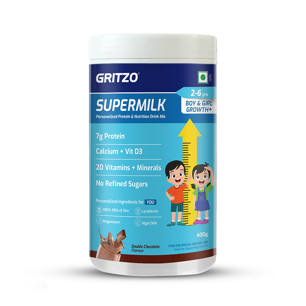 Supermilk Growth+(Formerly Height+) for,  400 g  Double Chocolate  2-6 Yrs  Boy/Girl  Growth+(Formerly Height+)  With Unrefined Sugar 